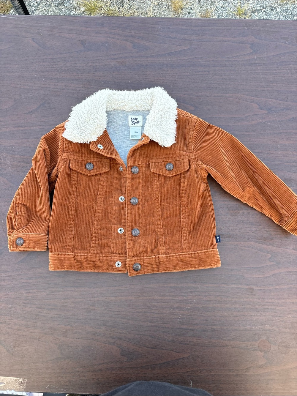 18 months Rust Corduroy Sherpa-Lined Kids Jacket